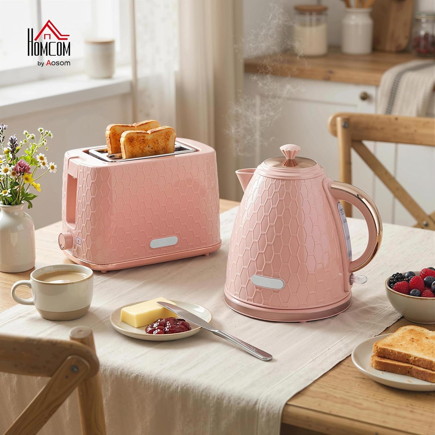 Wasserkocher- und Toaster-Set, Rosa