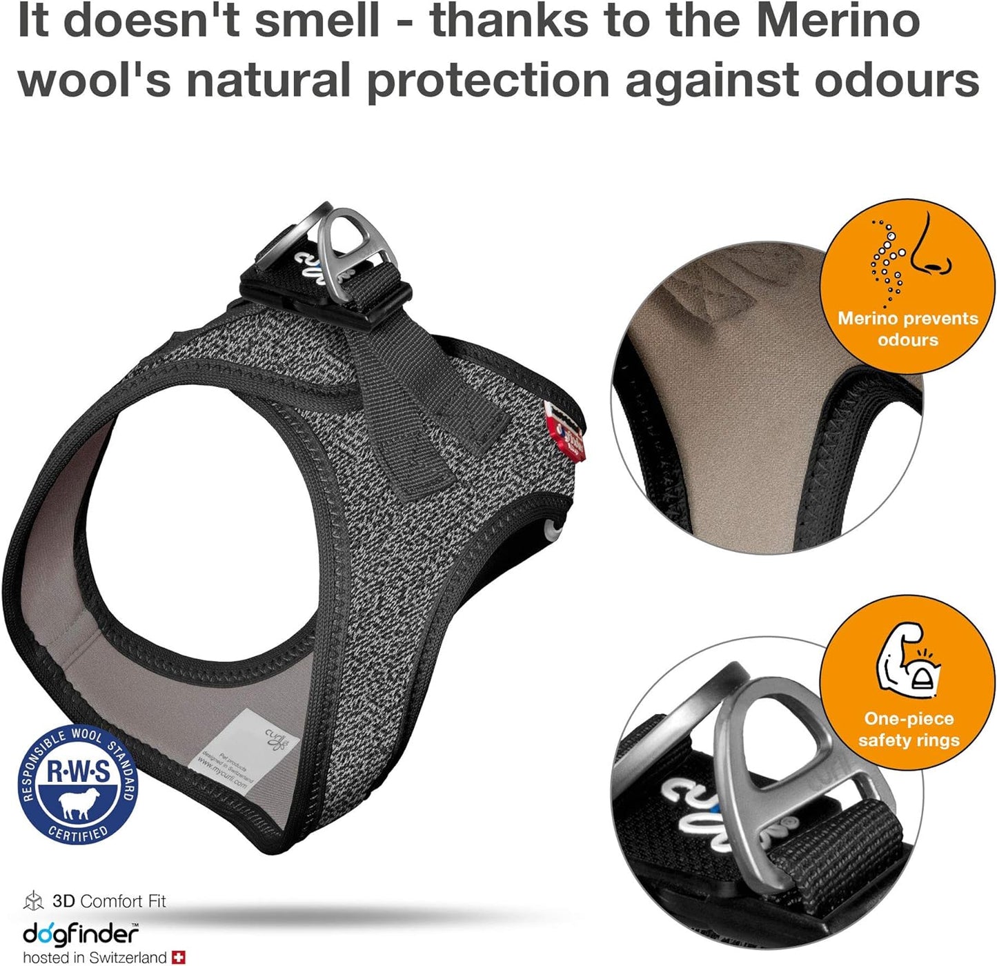 Hundegeschirr Merino, 3XS Black