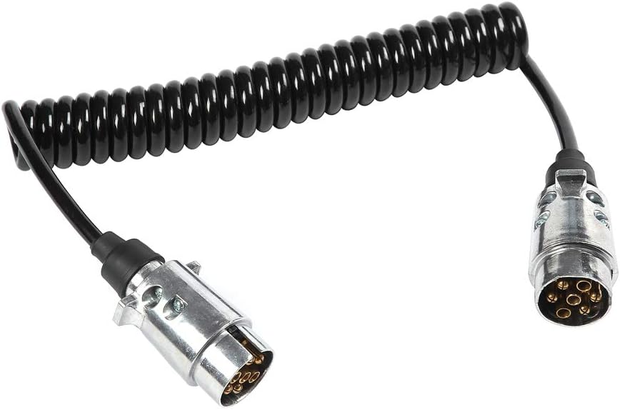 Anhänger Verlängerungskabel 7-polig, 2m Spiraladapter, 2 Meter Metall Stecker Kabel 7 Polig