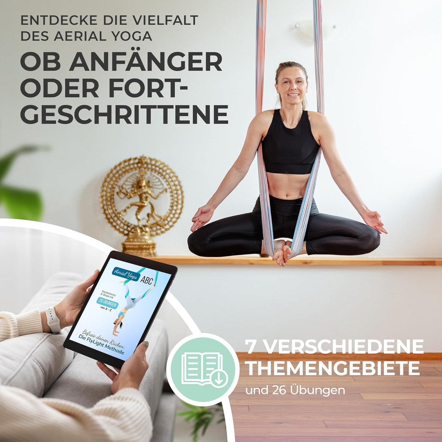 Yogatuch für Aerial Yoga, Bunte Wolken (1 Set) Einheitsgrösse