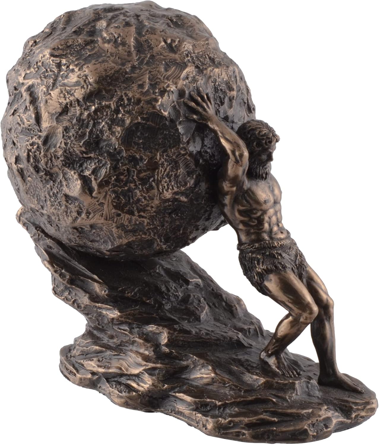 Sisyphus Skulptur bronziert - Griechische Legende mit Felsen