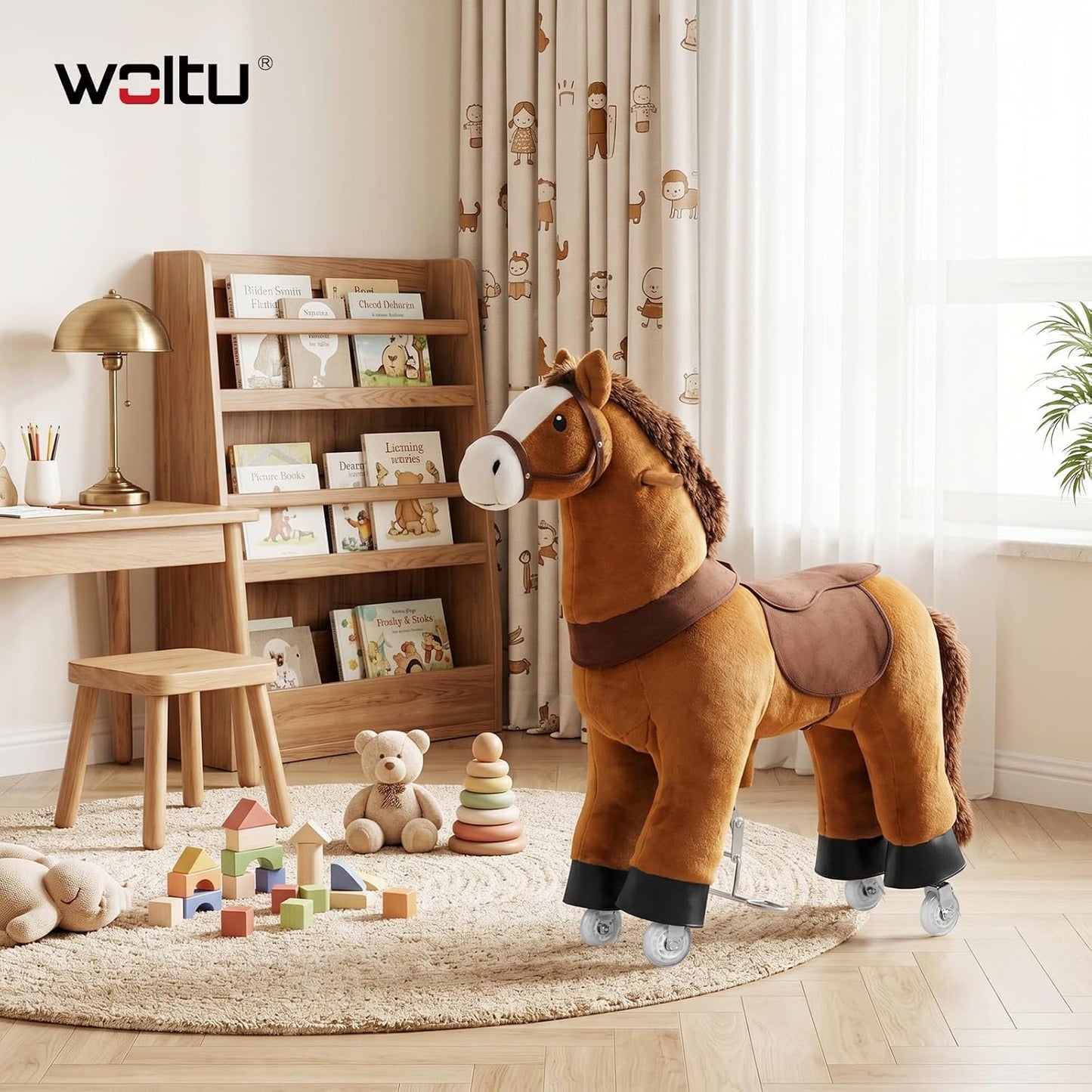Reitpferd auf Rollen mit Soundfunktion, 95x94x35 cm