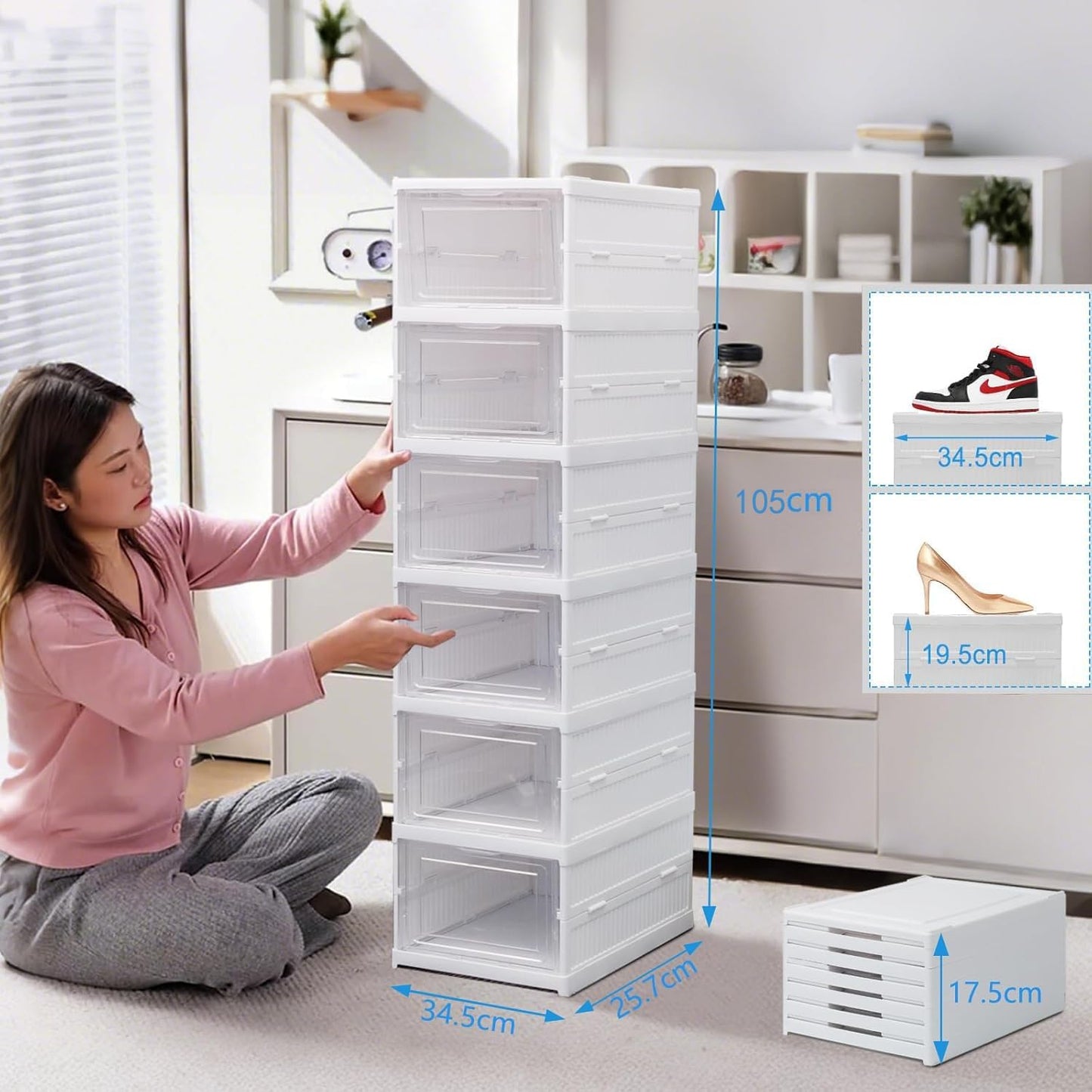 Transparente Schuhboxen mit Tür (bis Grösse 46), 1#