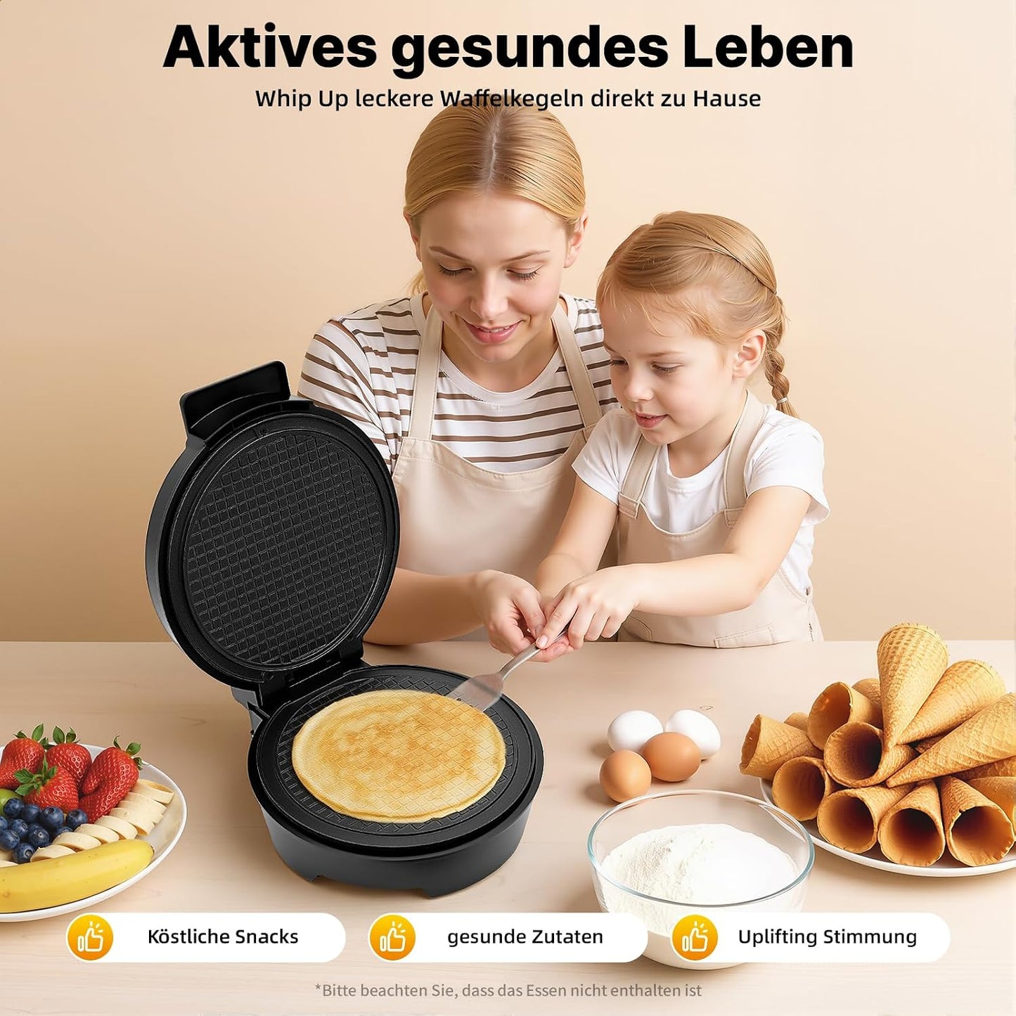 Eiswaffeleisen mit Waffelkegelroller