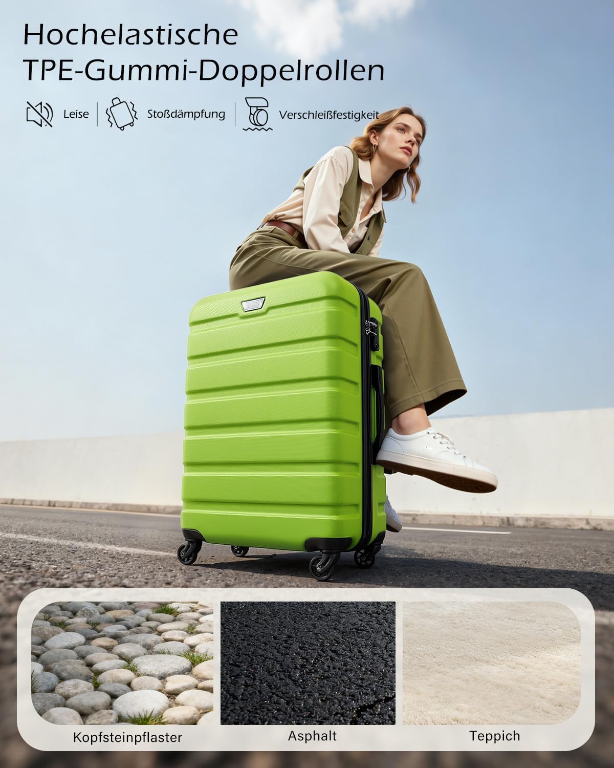 2-teiliges Hartschalenkoffer-Set mit TSA-Schloss, Set-2tlg(M + L) Apfelgrün