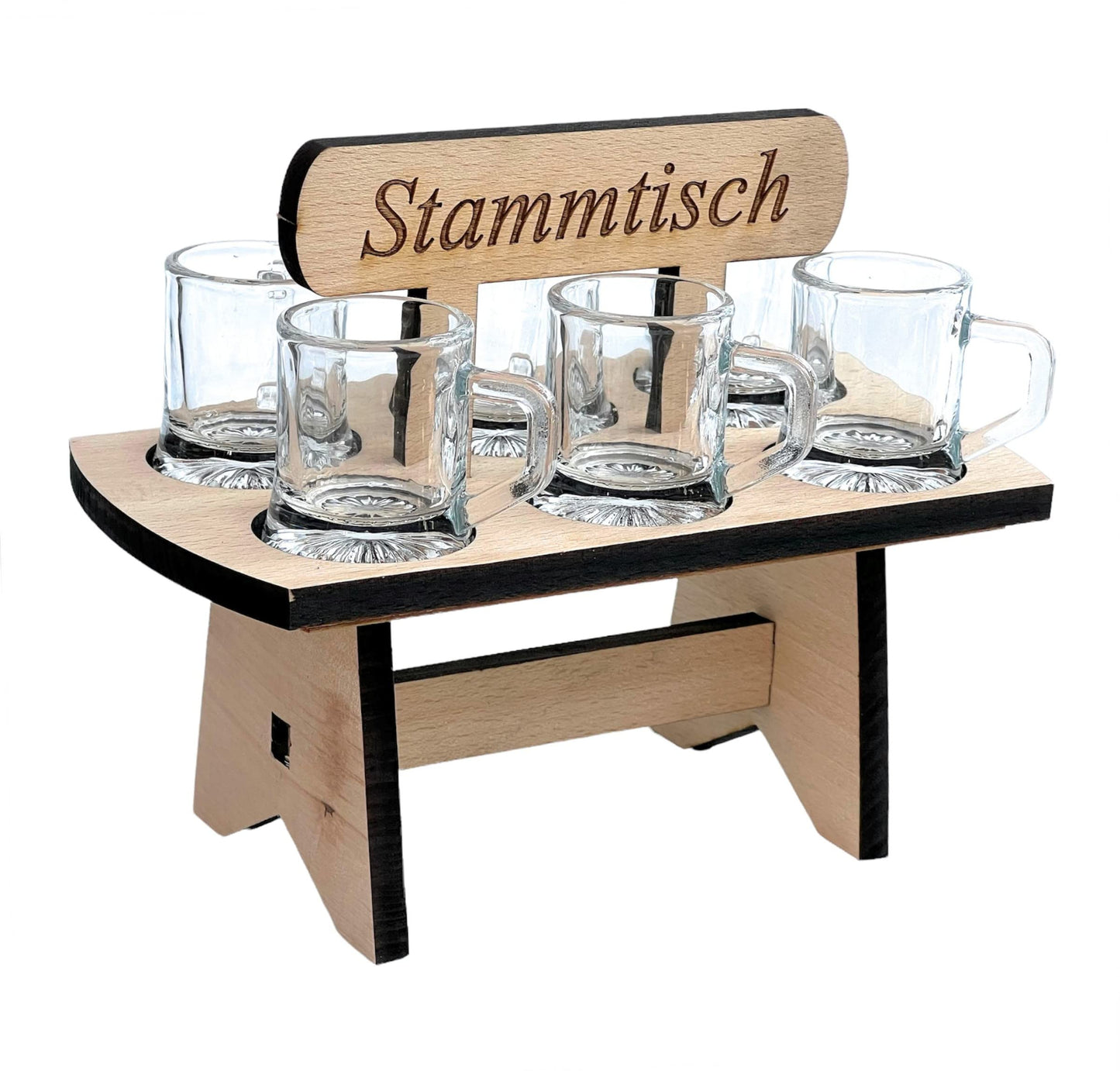 Schnapsbrett mit 6 Gläsern