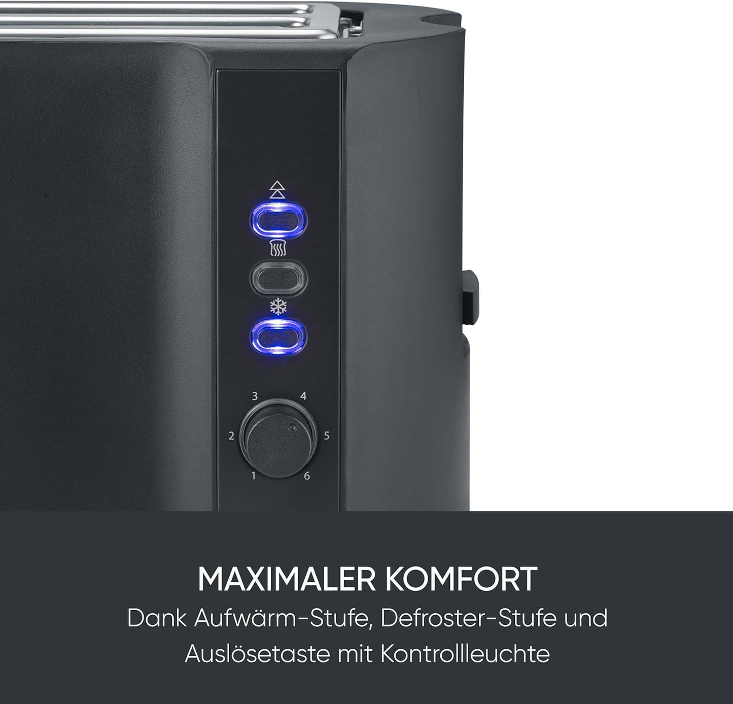 Langschlitz-Toaster für 4 Scheiben, Mattschwarz