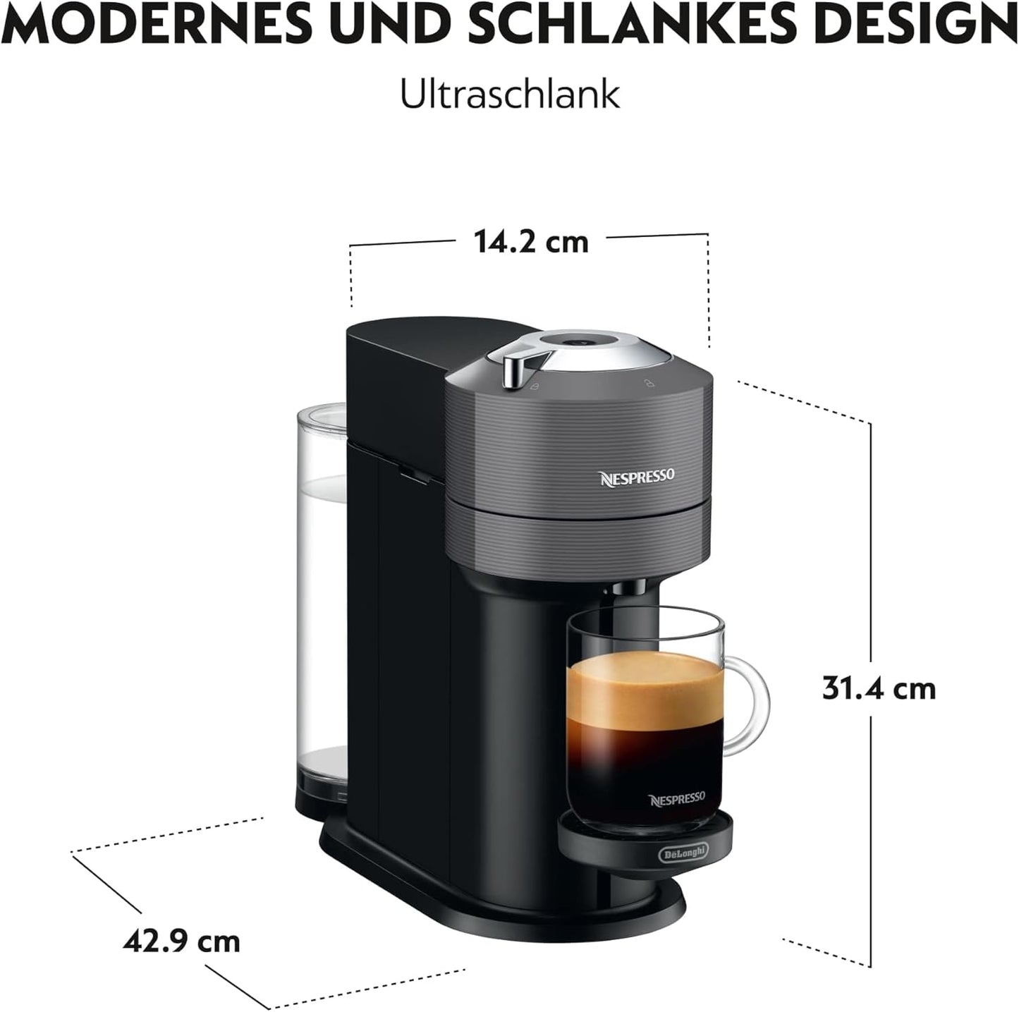 Vertuo Next Kaffeekapselmaschine mit Milchaufschäumer, Grau ; Vertuo Next + Aeroccino