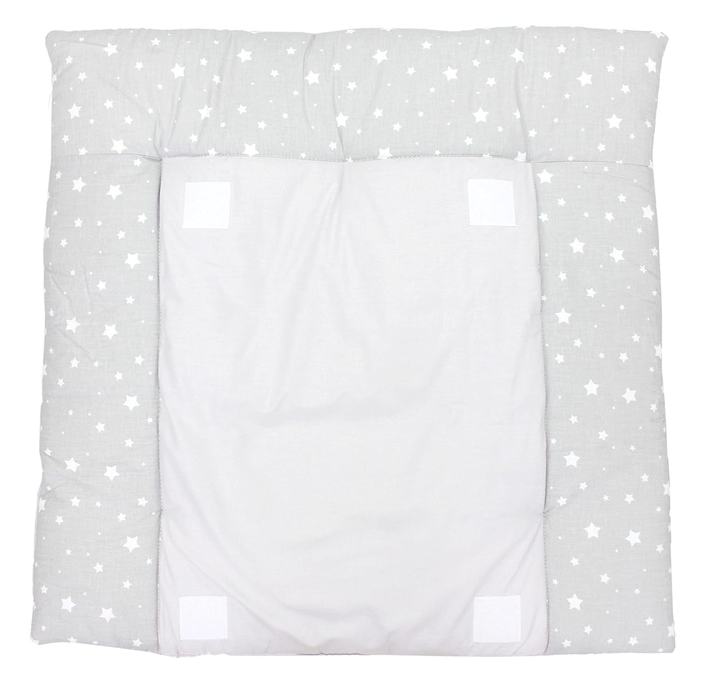 Wickelauflage mit 2 wasserfesten Frotteebezügen, 70x70 cm (1er Pack) /  Sterne Grau 2