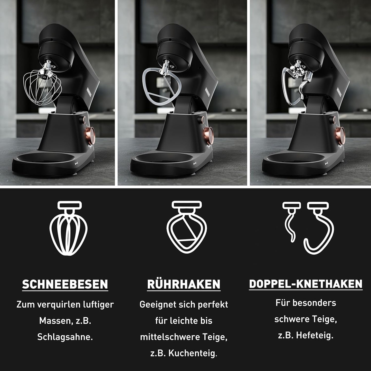 Küchenmaschine mit 10 Geschwindigkeiten, Schwarz