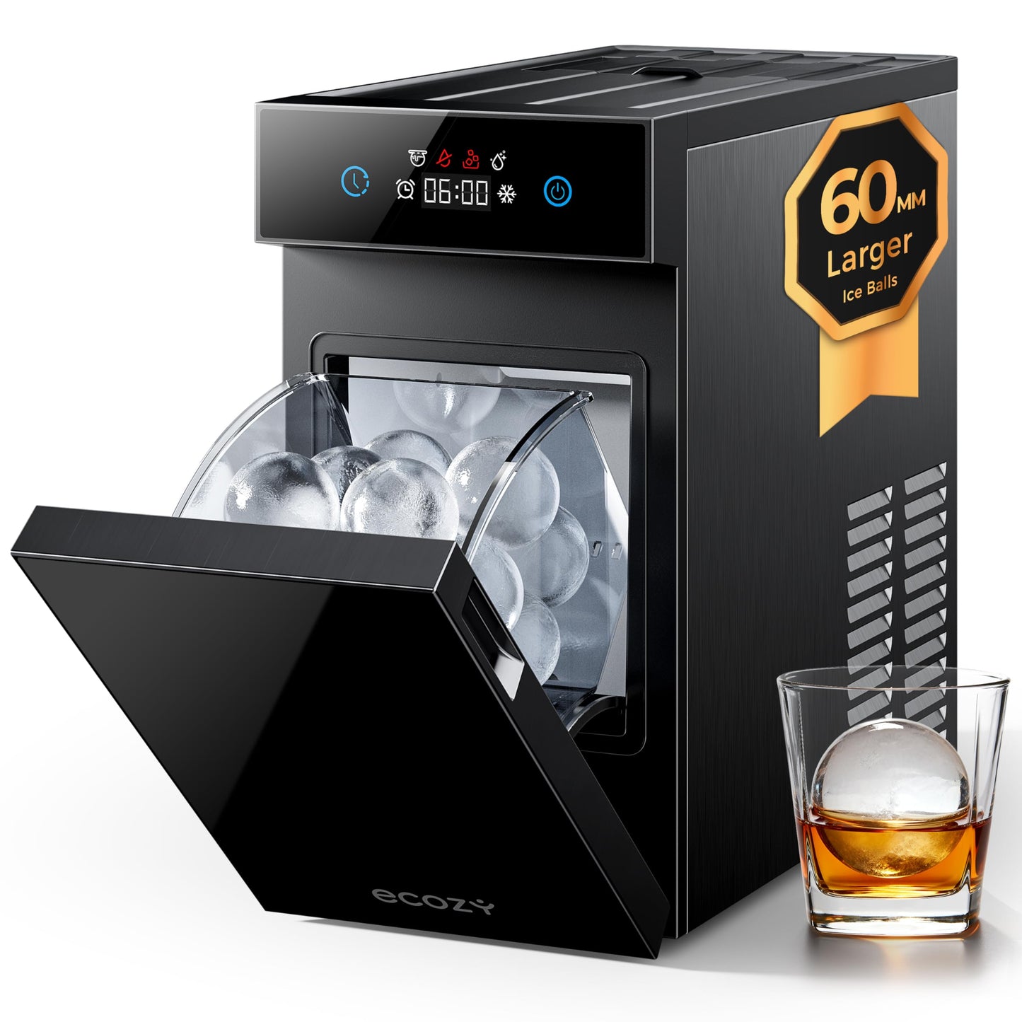 Eiswürfelmaschine mit LED-Touchdisplay, Tiefschwarz