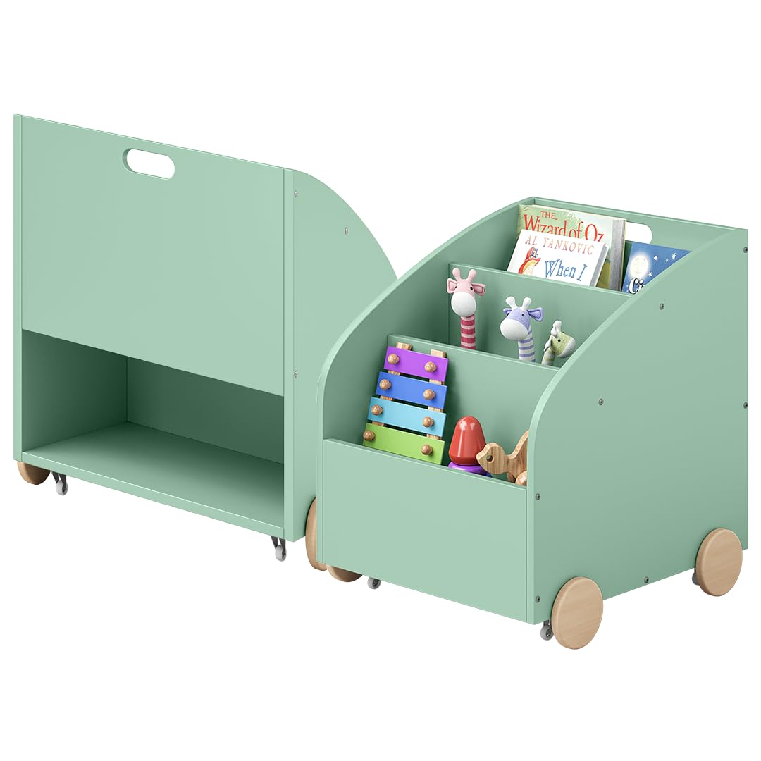 Kinderregal mit Bücherfach und Geheimfach, Mintgrün