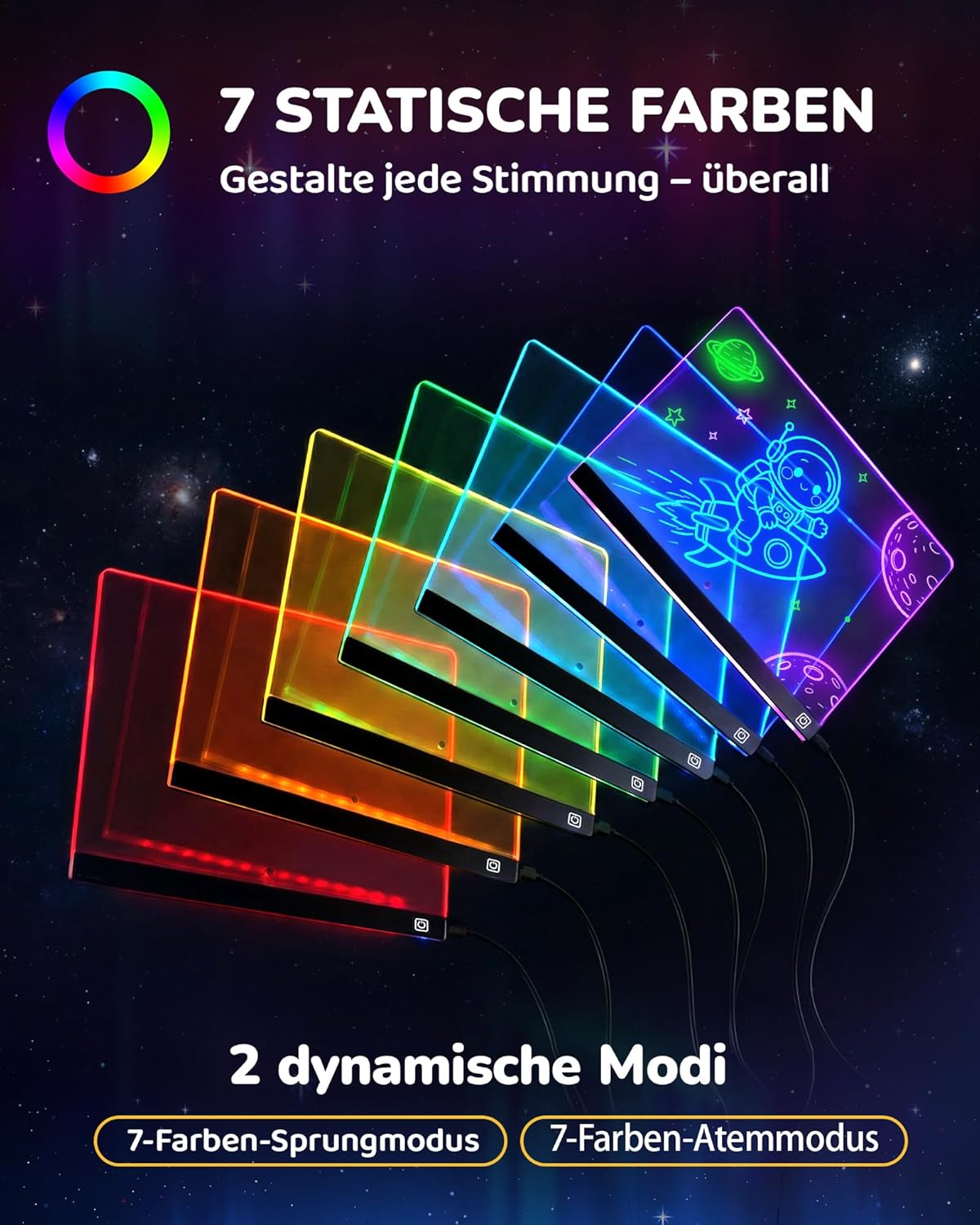 LED-Zeichentafel für Kinder, Schwarz 16 Zoll