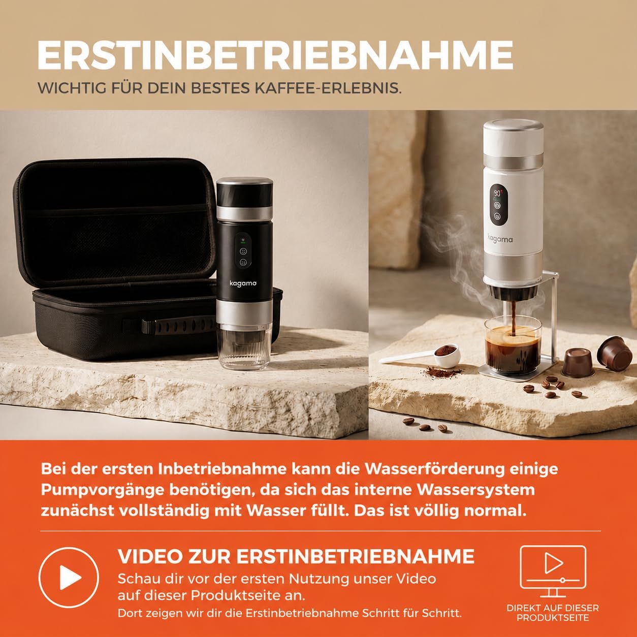 Tragbare Espressomaschine mit Akku und USB-C, Schwarz