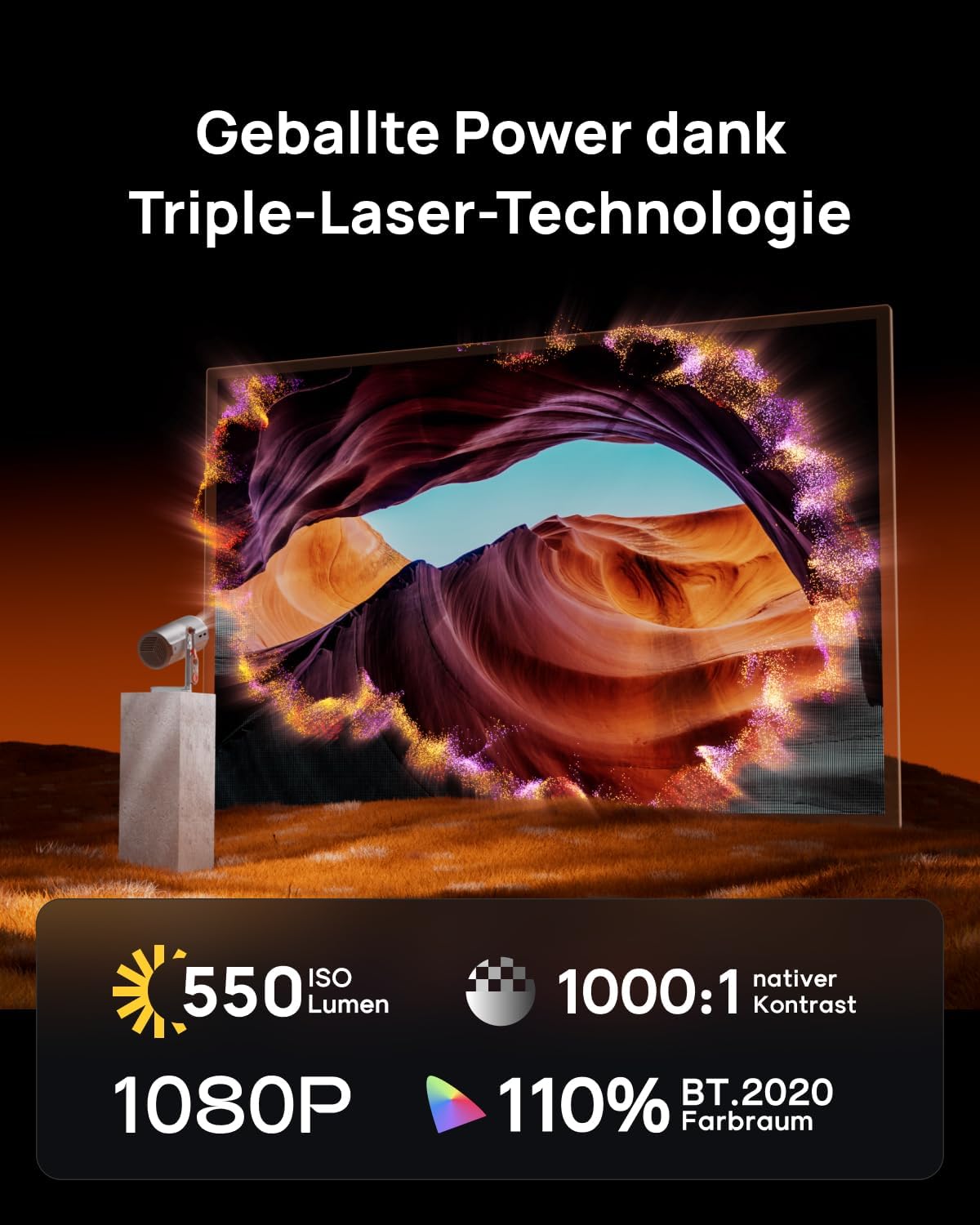 MoGo 4 Laser Handy Beamer mit Akku und 360° Ständer, MoGo 4 Laser