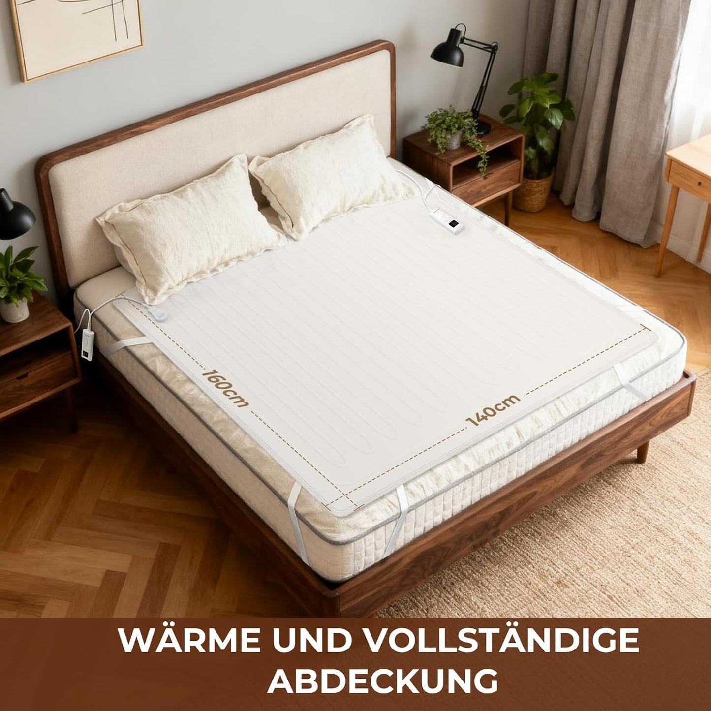 Elektrische Heizdecke mit Überhitzungsschutz, 160x140 Cm