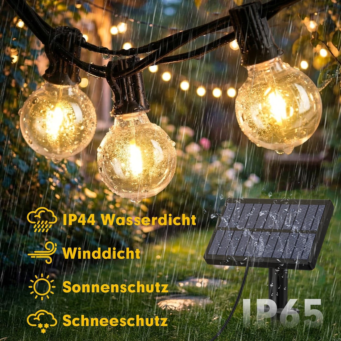 Solarbetriebene Lichterkette mit Fernbedienung, 14M