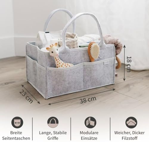 Wickel-Organizer für Wickelstation & Babygeschenk, Grau Standardgrösse
