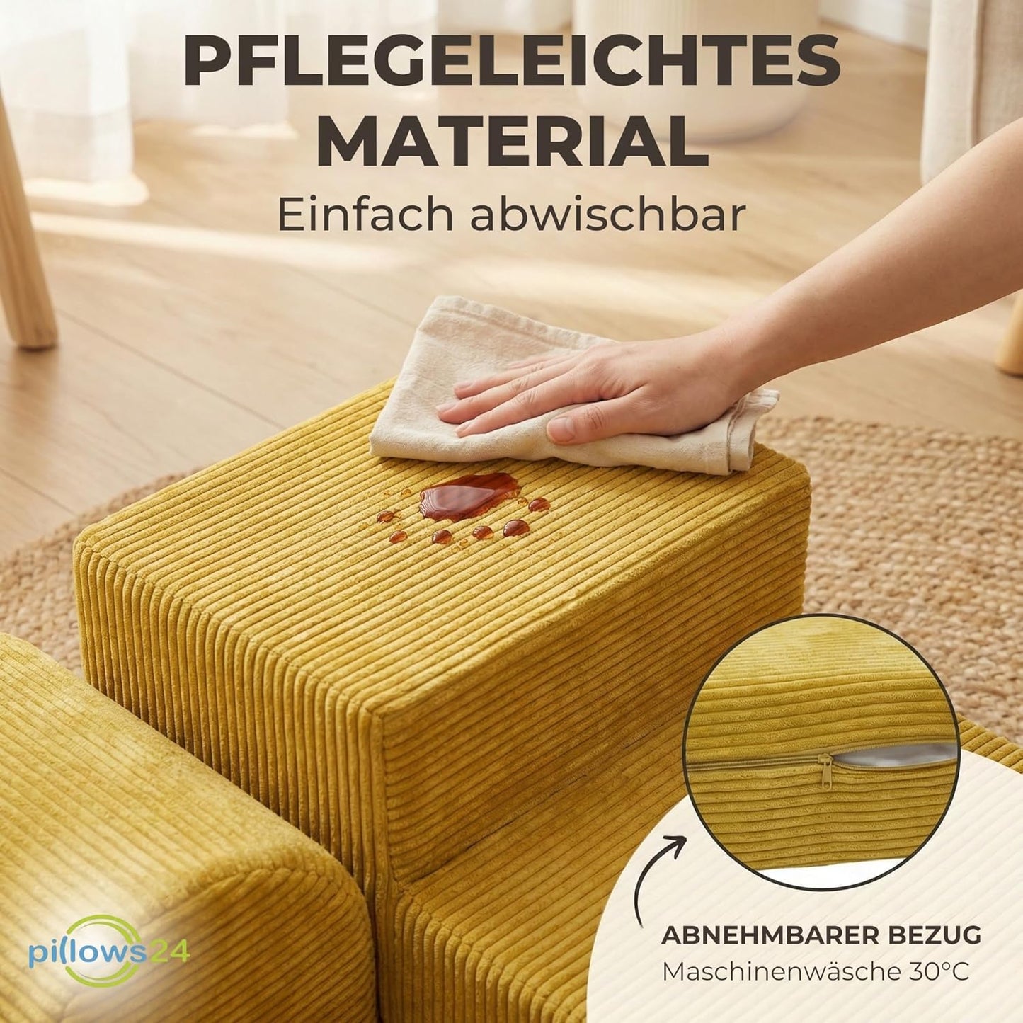 4-teiliges Schaumstoff-Baustein-Set für Kinder, Gelb