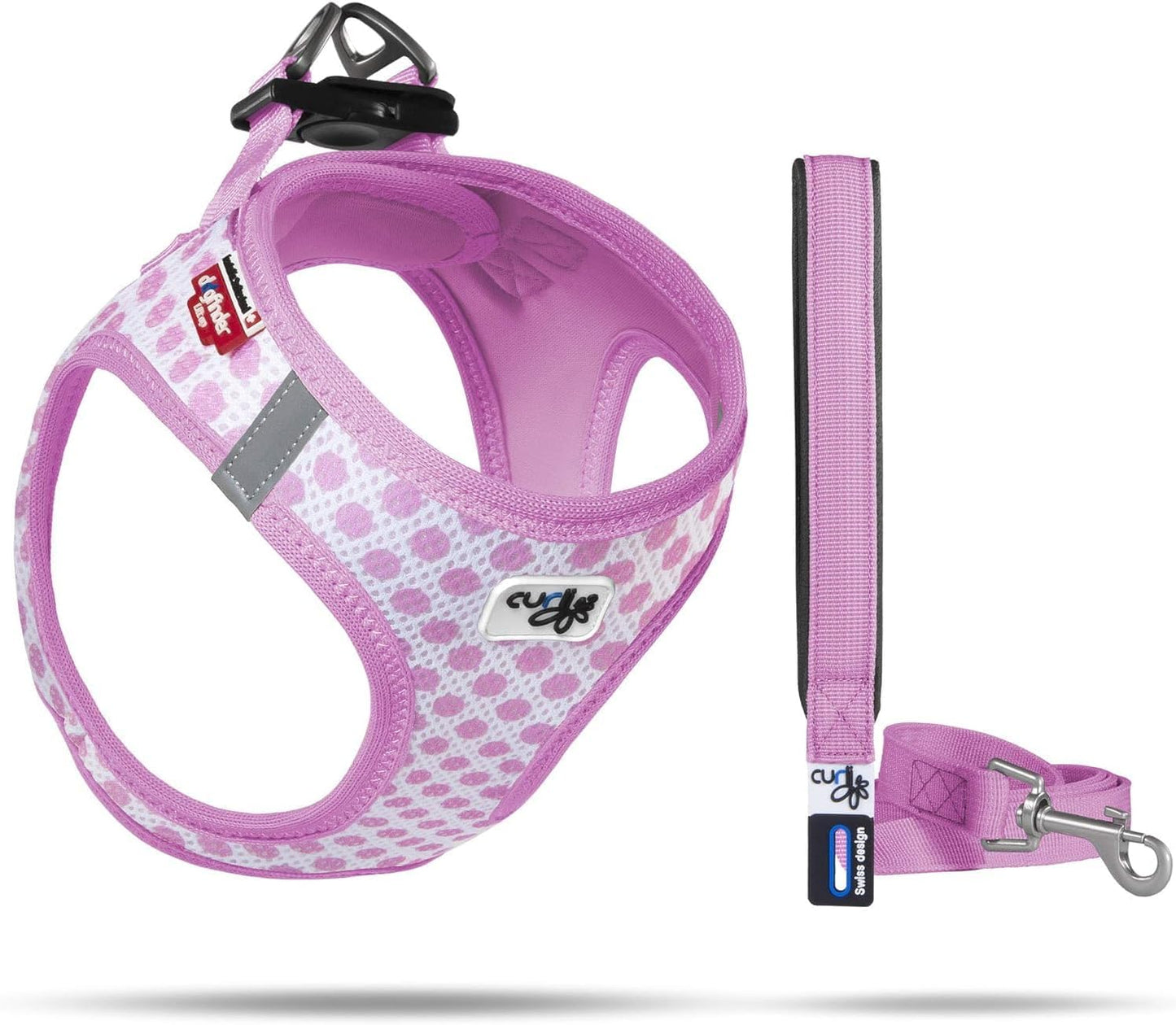 Hundegeschirr & Leine Set, 3XS / Pink-Circles