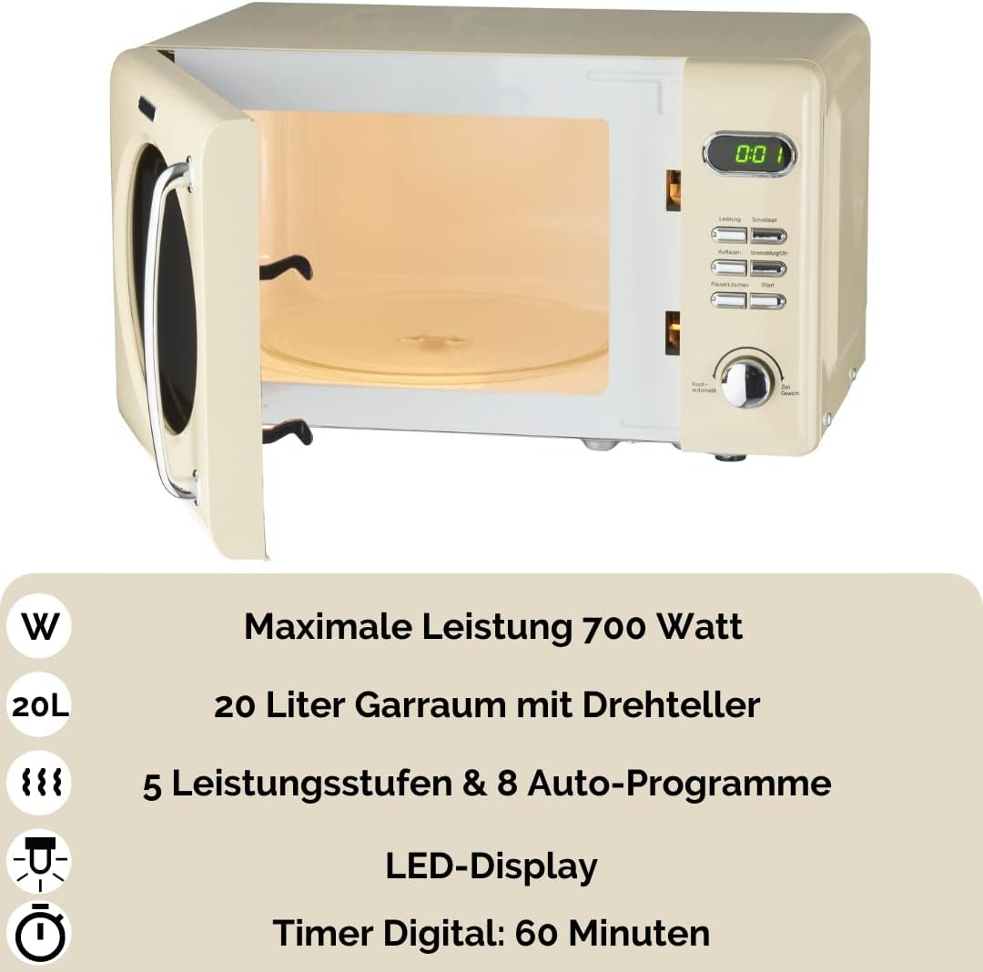 Retro Mikrowelle WMW720, Creme
