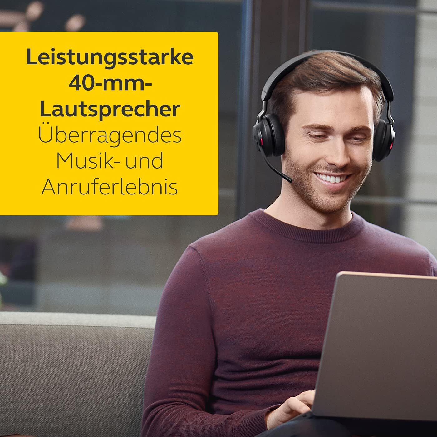 Evolve2 65 PC-Headset mit Ladestation, Stereo USB-A Adapter - Inklusive Halterung Optimiert für Microsoft Teams