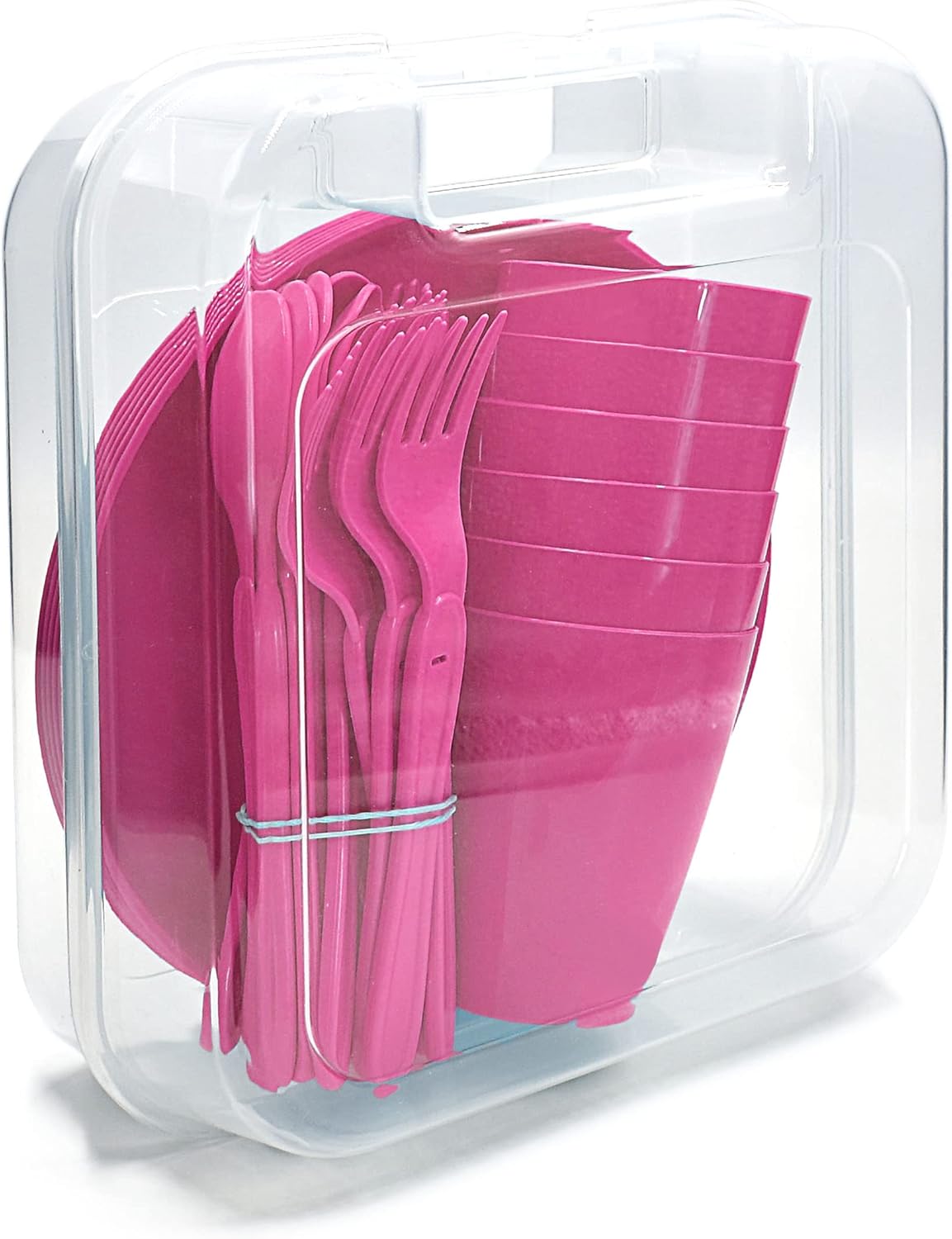 Picknick-Set mit Geschirr für 6 Personen (31-teilig), Pink