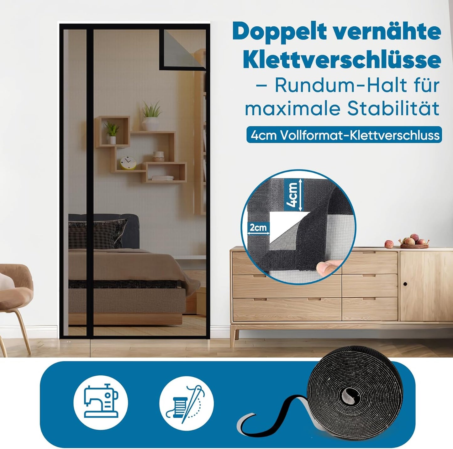 Fliegengitter Magnetvorhang für Türen 70x200cm, 70x200cm