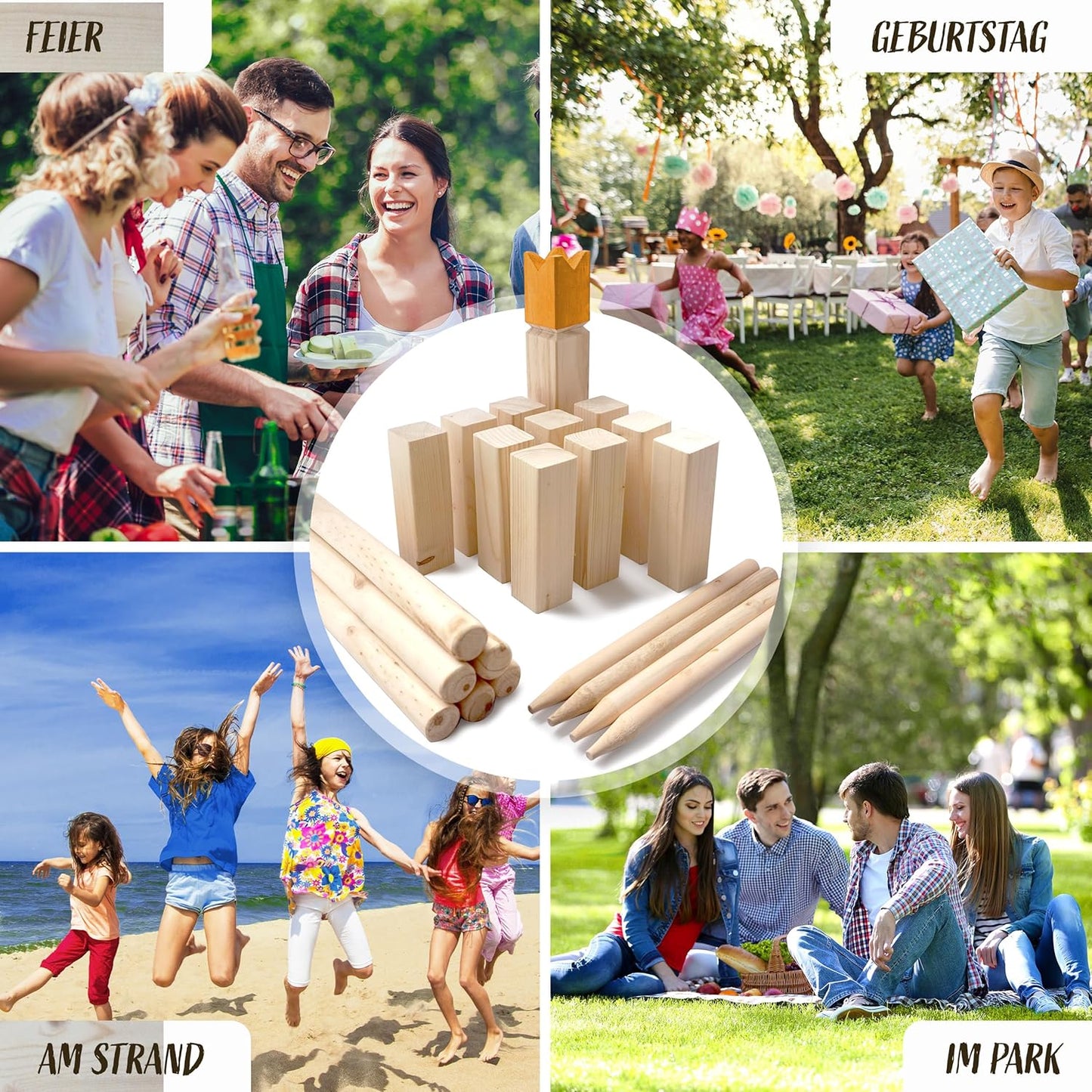 Kubb Gold Wikinger Schach Set, Kubb Gold - 25 X 4,7 X 4,7 Cm König