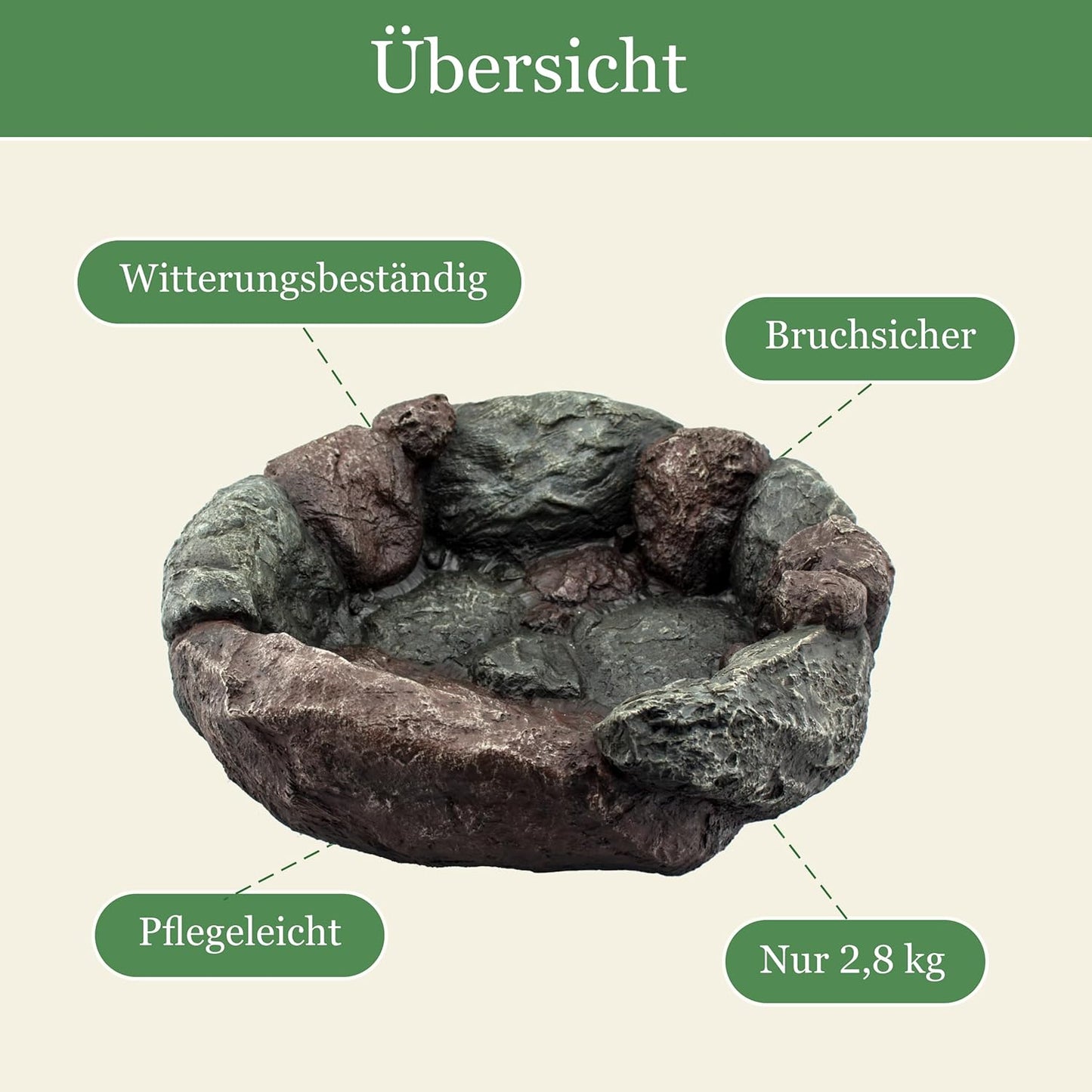 Vogelbad Wassertränke für Garten 35 cm