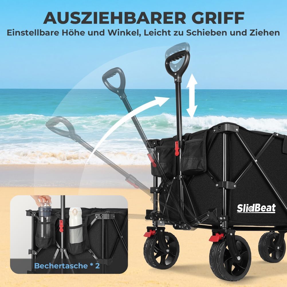 Faltbarer Bollerwagen, Schwarz XXL