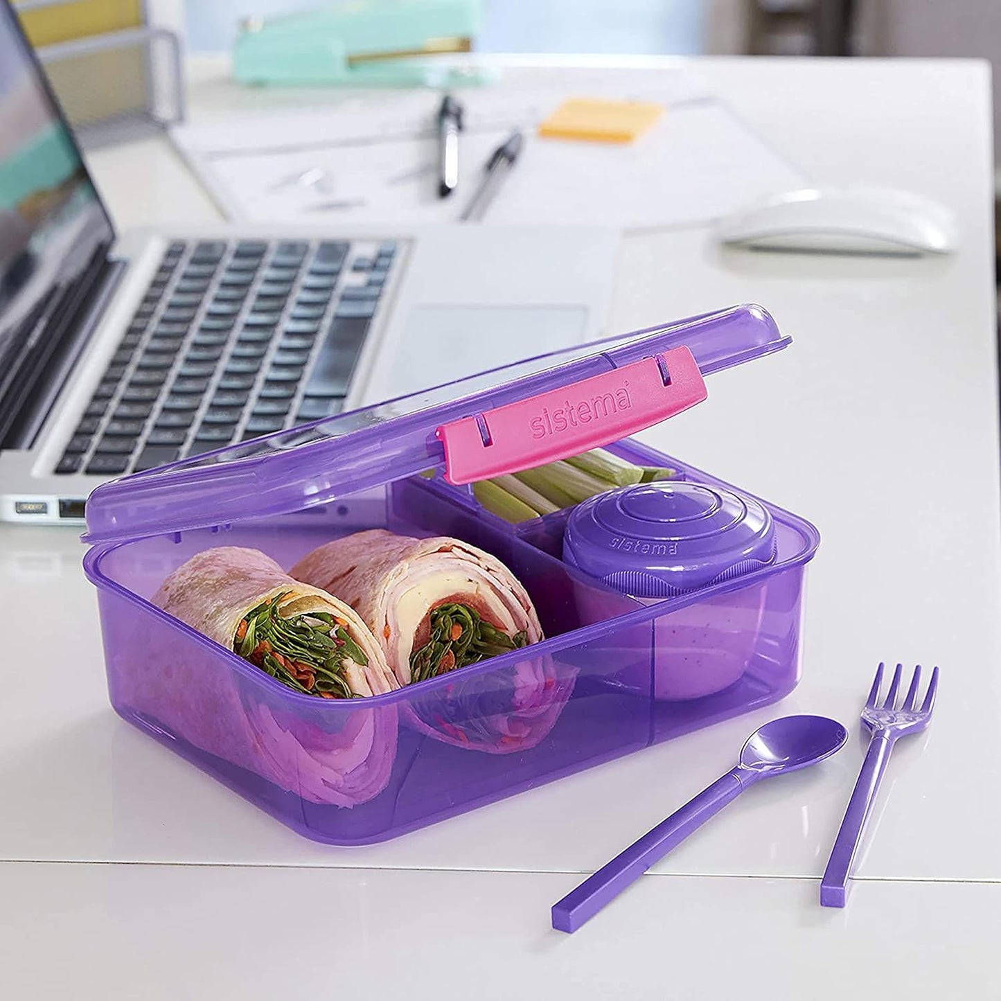 Bento Box TO GO mit Fächern, 1,25 l Gemischte Farben (Einfarbig)