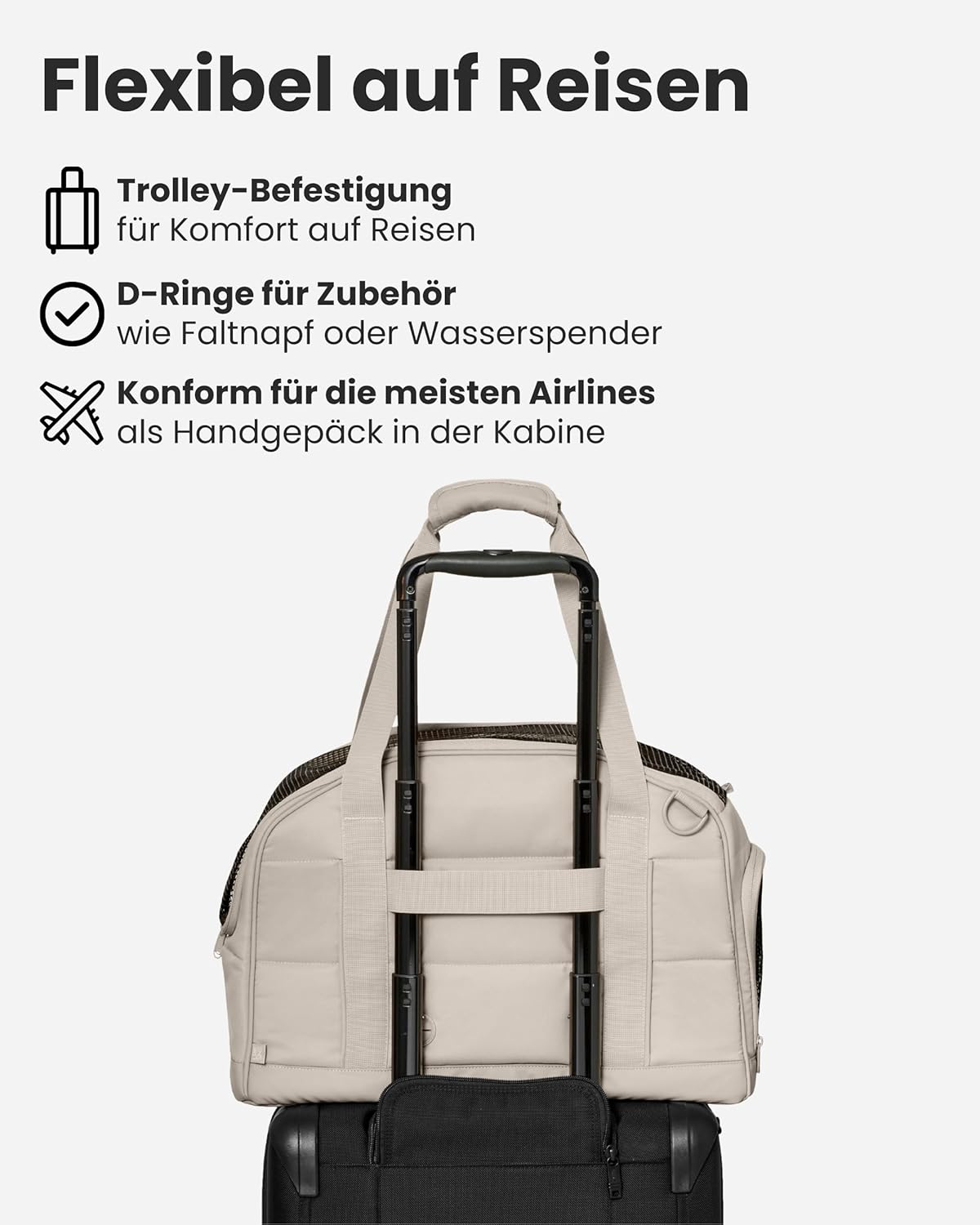 Hundetransportbox für Flugreisen bis 12kg, Sand