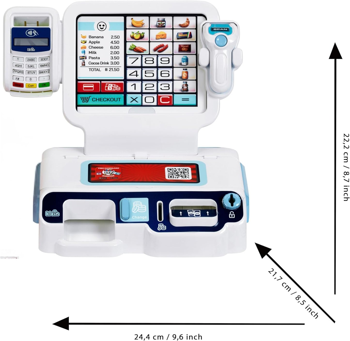 Selbstbedienungskasse mit Scanner & Spielgeld-Set