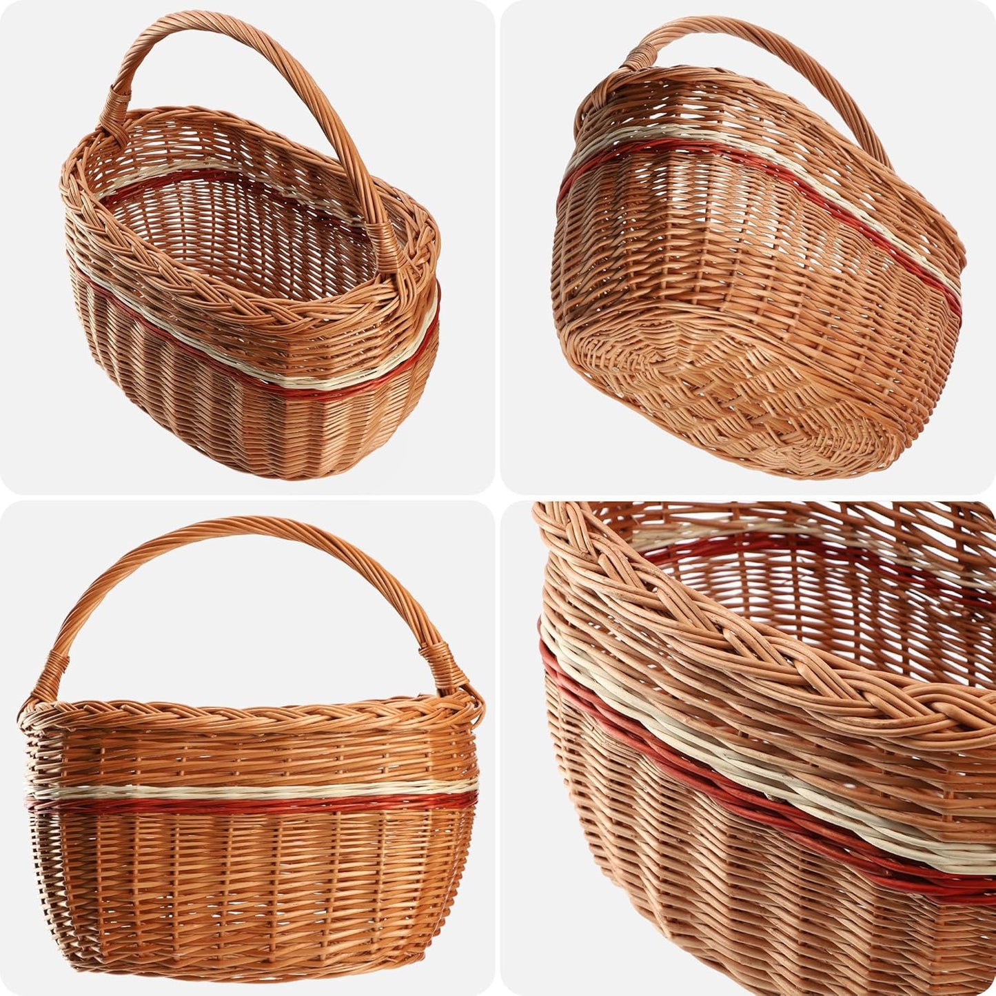 Weidenkorb mit Henkelgriff für Pilze und Einkäufe, 44x26x41cm Mix