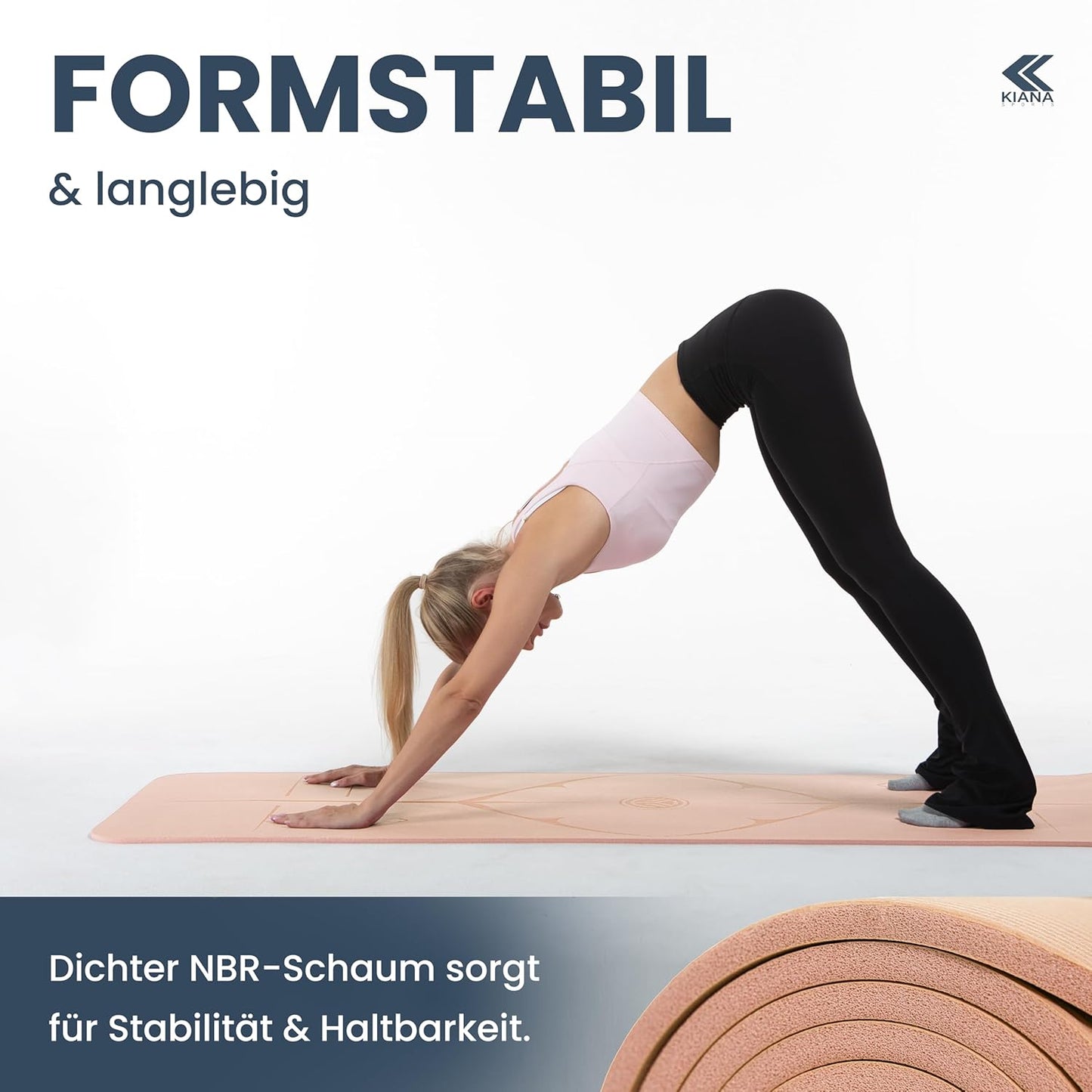 Rutschfeste Yogamatte, Dünn (1,0 cm) Braun
