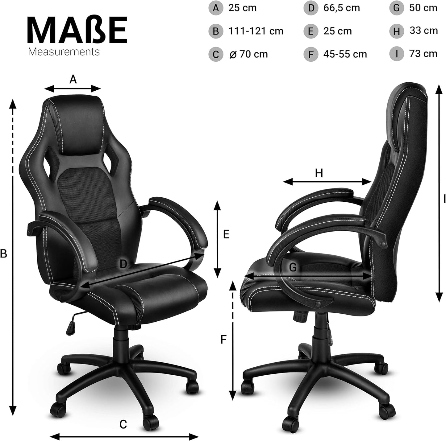 Racing Bürostuhl, Schwarz/Schwarz