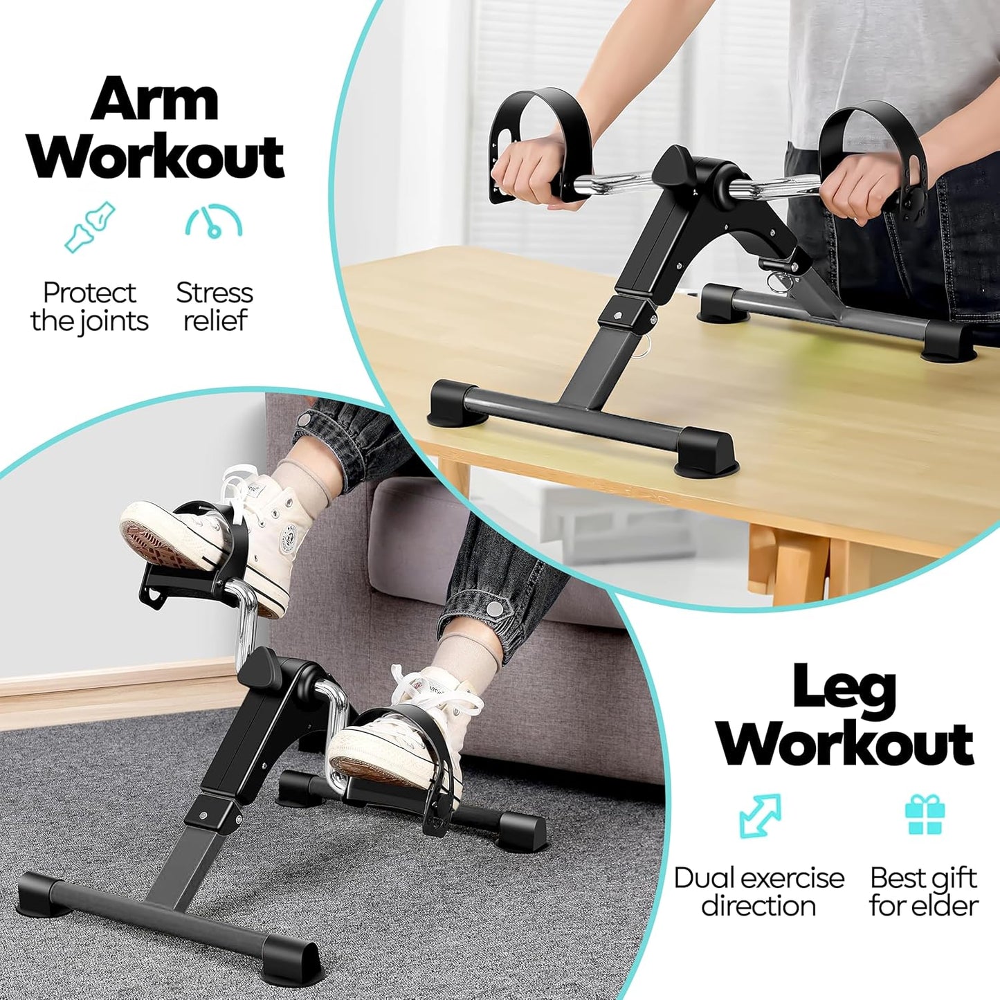 PED2 Mini-Heimtrainer für Arme und Beine, Schwarz PED2