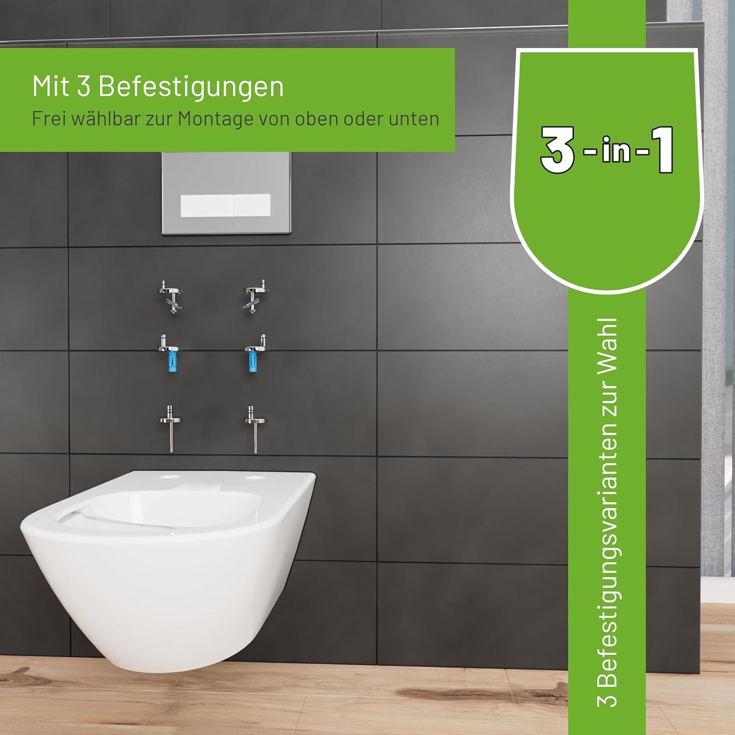 Toilettendeckel D-Form mit Absenkautomatik, Schwarz