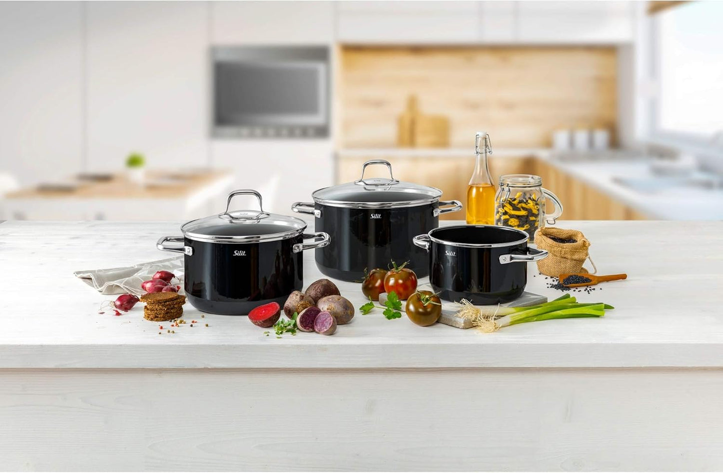 Elegance Line 4-teiliges Topfset, Black