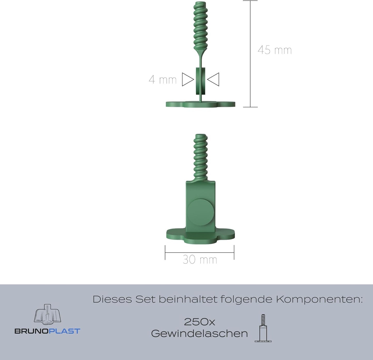 Fliesen-Nivelliersystem, Gewindelaschen PRO 4mm (250 Stück)