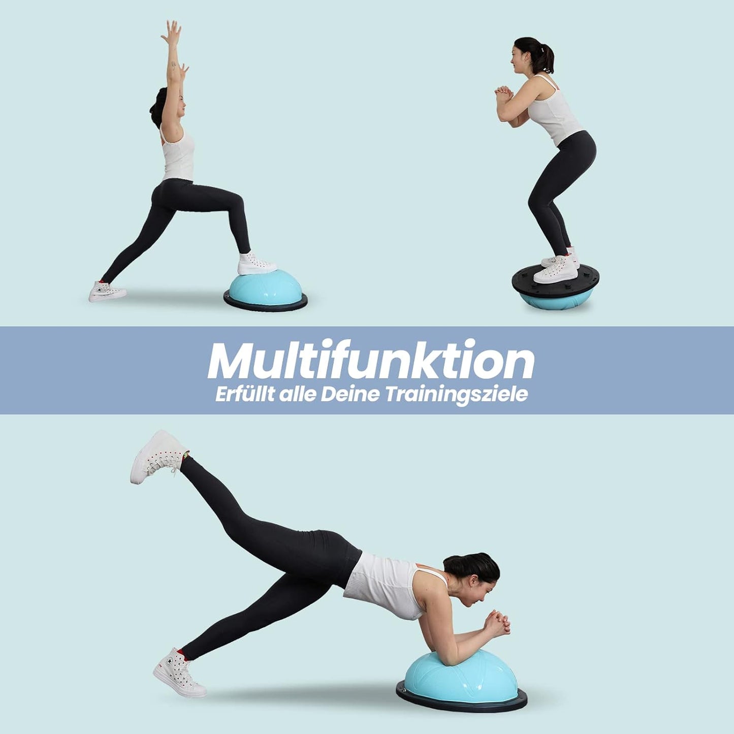 Balance Ball mit Fitnessbändern, Blau