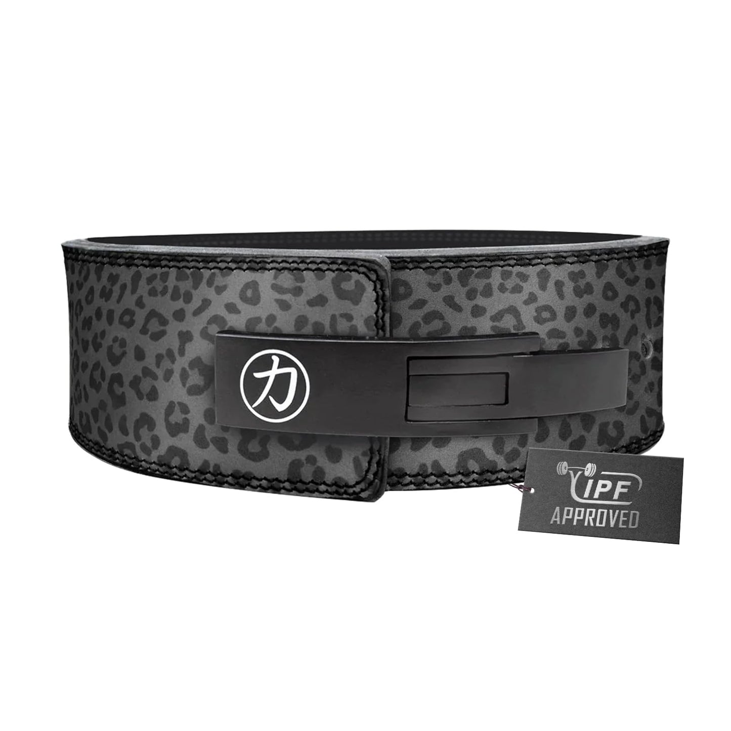 Gewichthebergürtel IPF-zertifiziert, L Leopard (Dunkel)