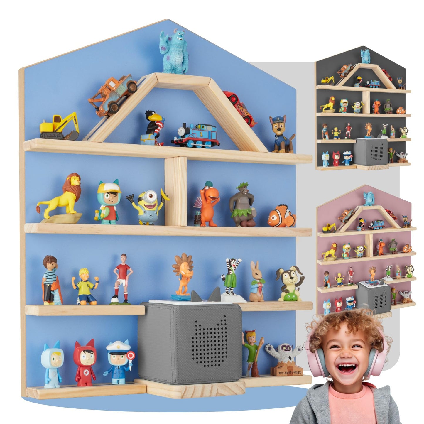 Wandregal mit Magnetstreifen für Kinderzimmer, Haus Blau