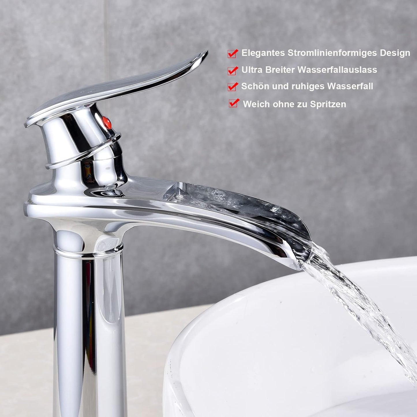 Waschtischarmatur Wasserfall, Chrom