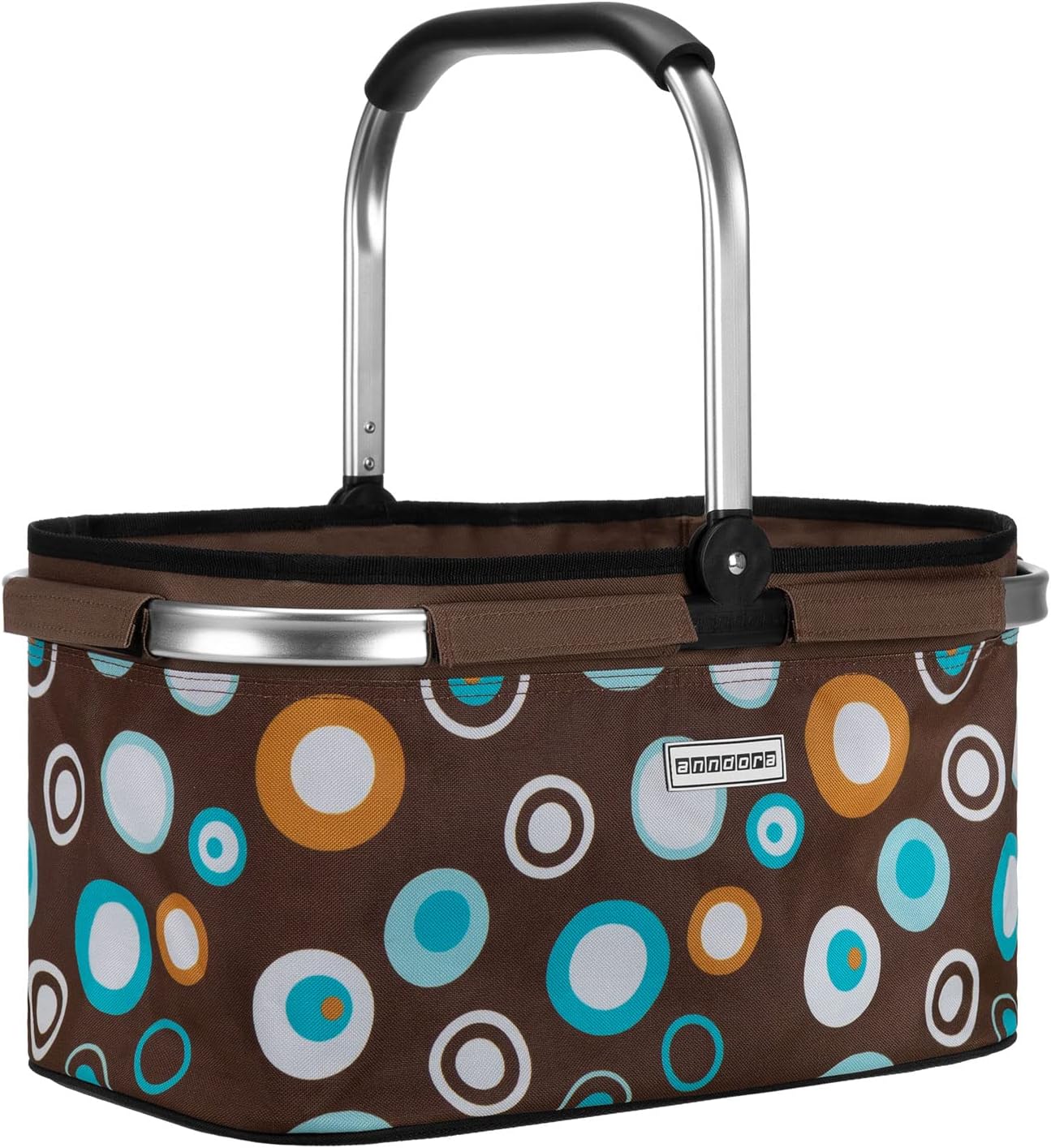 Einkaufskorb Retro, Braun Hellblau