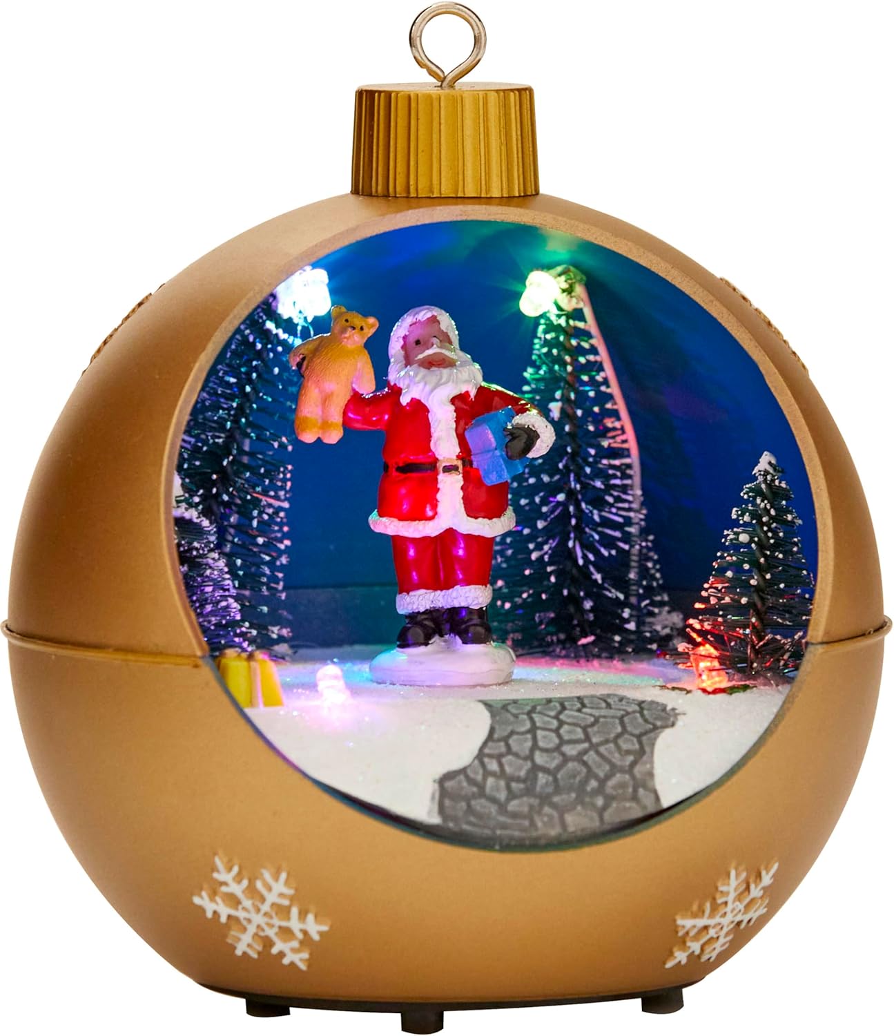 LED Weihnachtskugel Santa mit Melodiefunktion und Figuren, Santa, Christkugel