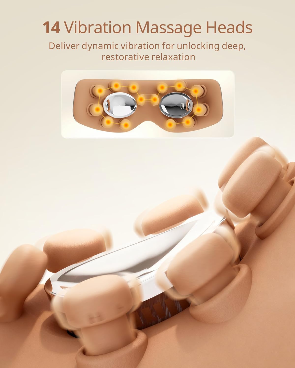 Augenmassagegerät mit Wärme, Kühlung & Bluetooth-Musik, Hellbraun