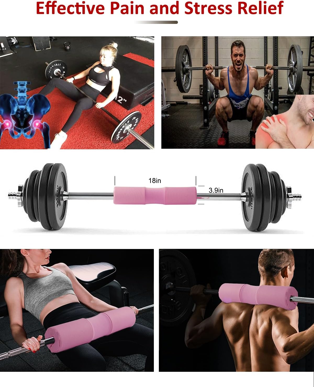 Langhantel Nackenpolster für Krafttraining, Rosa
