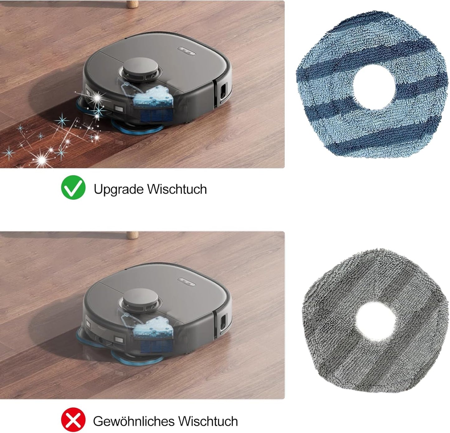 8 Stück Wischtücher Ersatzset für Eufy X10 Pro/X9 Pro, Wischpad für Eufy X10 Pro Omni